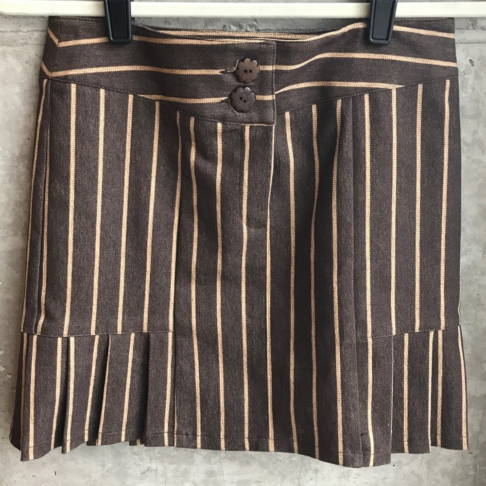 Nanette Lenore Pleated Striped Mini Skirt 0